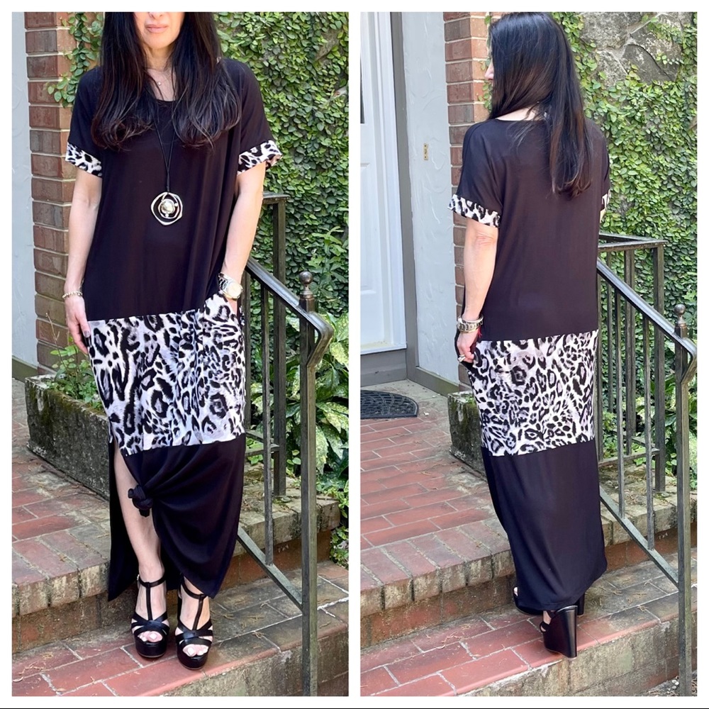 Color block loose fit side pockets maxi dress - Picture 4 of 5
